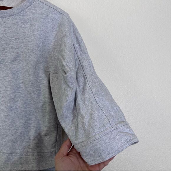 Stella McCartney x Adidas Cropped 3/4 Sleeve Sweatshirt in Heather Gray Size XS - Picture 2 of 7